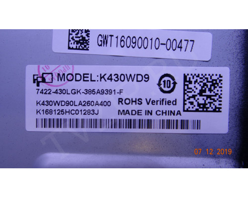 4708-K420WD-A3213K01 PANASONIC TX-43DR300ZZ 4708-K420WD-A3213K01 PANASONIC TX-43DR300ZZ