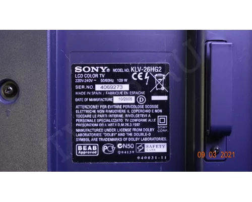 1-688-799-12 SONY KLV-26HG2