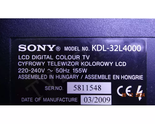 FLX00017358-10G VER:5.13 SONY KDL-32L4000 FLX00017358-10G VER:5.13 SONY KDL-32L4000