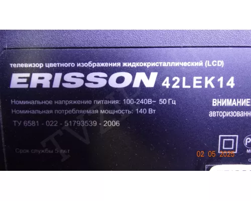 465-01A6-L6501G ERISSON 42LEK14 465-01A6-L6501G ERISSON 42LEK14