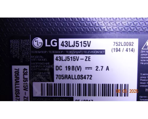 EAX67041505(1.0) EBU64424114 LG 43LJ515V следы ремонта EAX67041505(1.0) EBU64424114 LG 43LJ515V следы ремонта