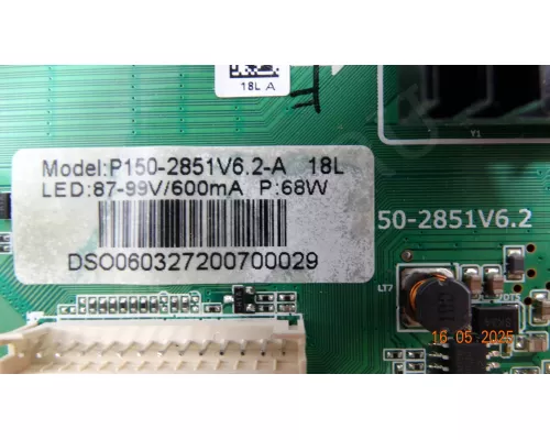 P150-2851V6.2-A DIGMA DM-LED43UQ31 вздуто два конденсатора P150-2851V6.2-A DIGMA DM-LED43UQ31 вздуто два конденсатора