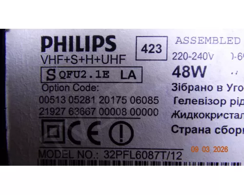 Wi-Fi 8WUSN19P.0B1G PHILIPS 32PFL6087T/12